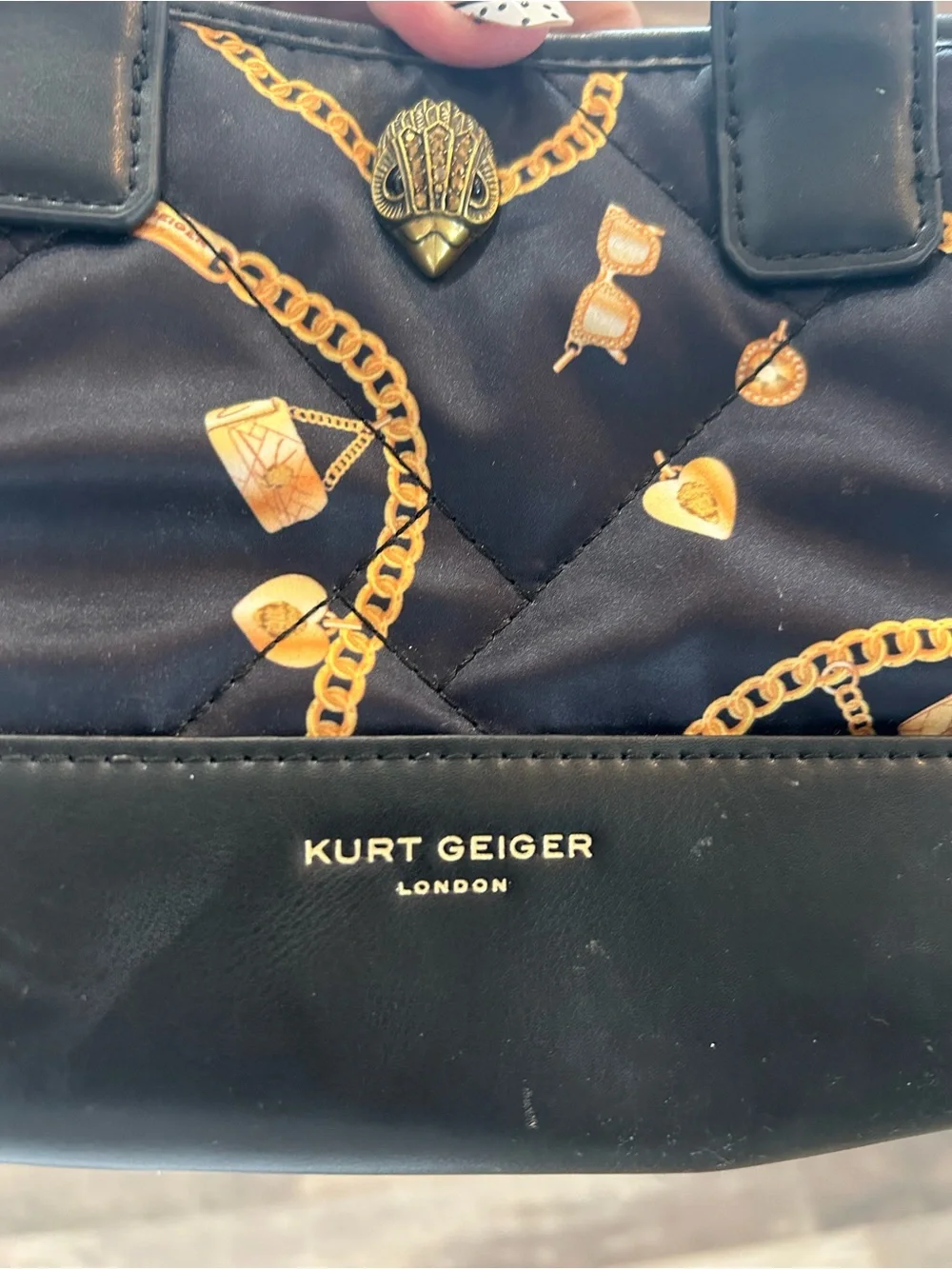 Kurt Geiger extra small quilted recycled square shopper has scuffs wear no strap